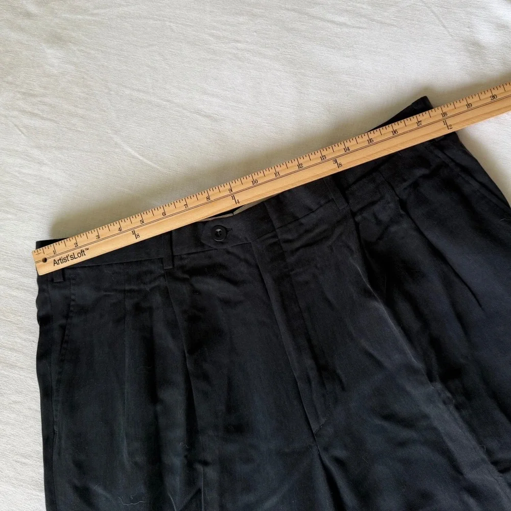 Brioni Cannes Black 100% Cupro Double Pleated Dress Pants 38R Made in Italy